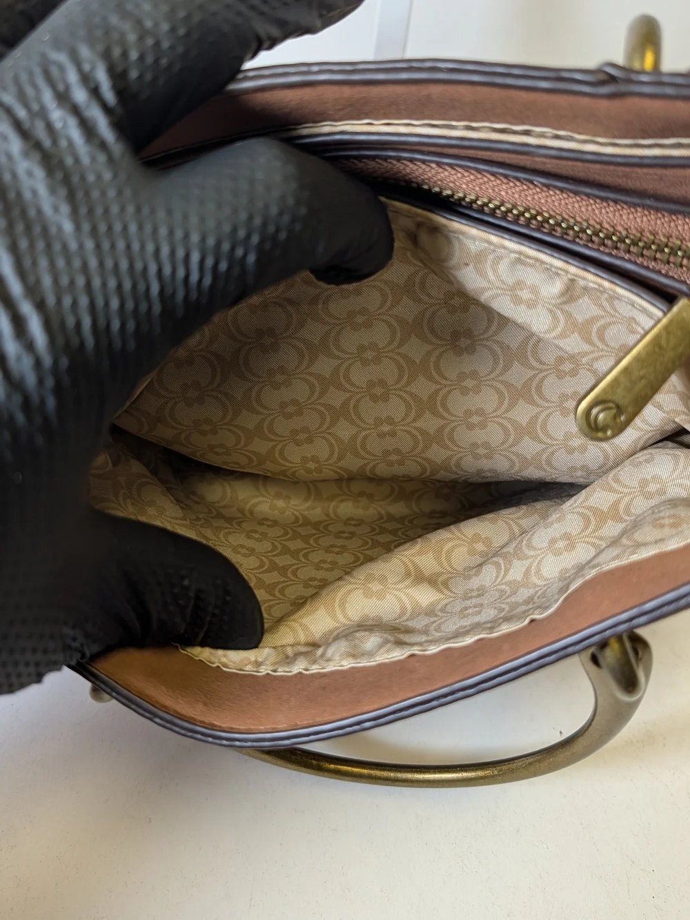 Charming Charlie Tan Brown Crescent Satchel with Gold Handles